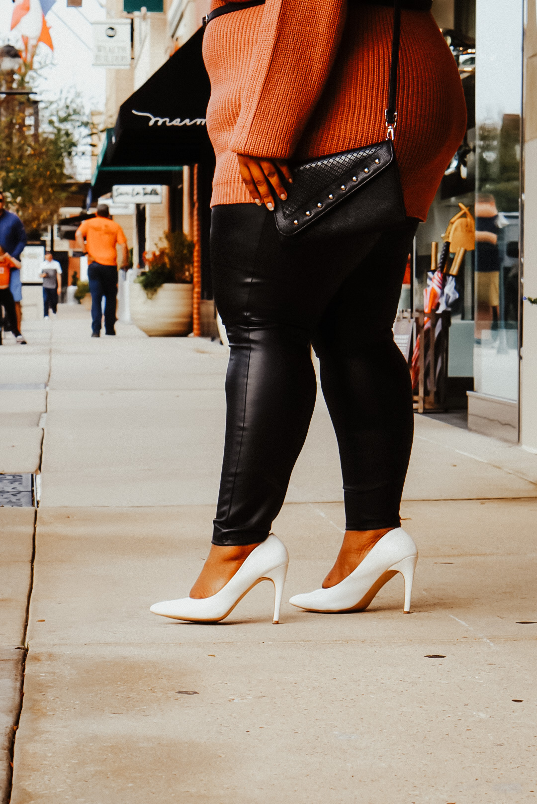 white faux leather pants plus size