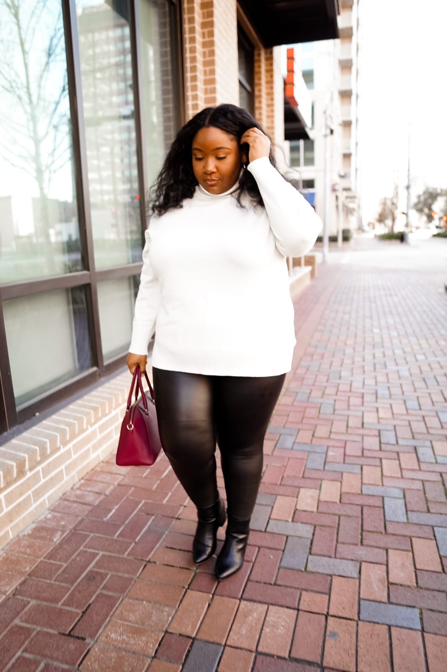 Styling Faux Leather Leggings Six Different Ways  Plus Size Faux Leather  Leggings Outfits 