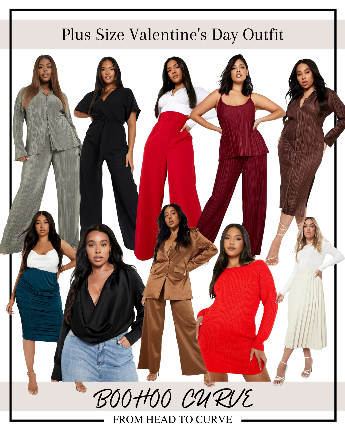 Plus Size clothing picks from Boohoo for Valentines Day outfit ideas