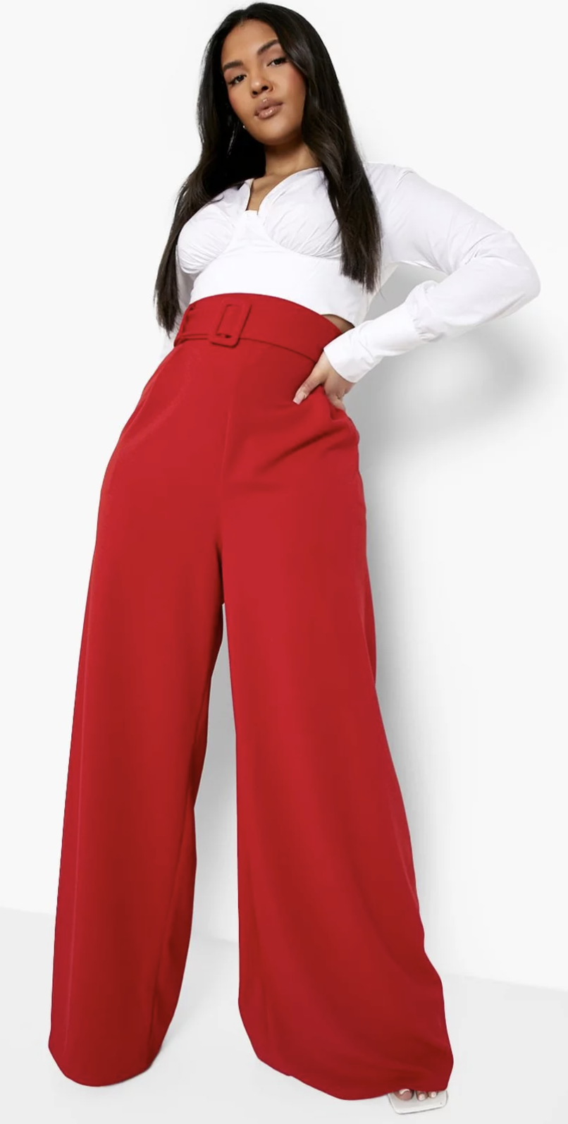 Wide leg plus size pants from Boohoo